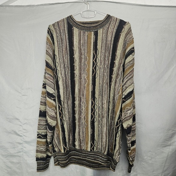 Protege Collection Other - Vtg 3D knit Striped Sweater Earth Tones Abstract Pattern Pullover 90s USA
